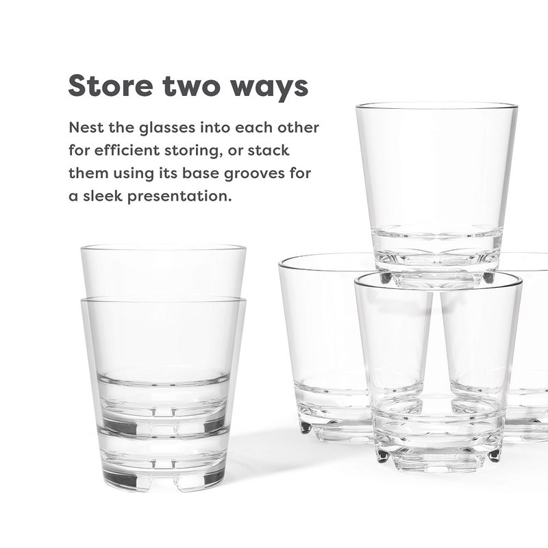 TOSSWARE RESERVE 12oz Stacking Double Old Fashioned, SET OF 4, Premium Quality, Tritan Dishwasher Safe & Heat Resistant Unbreakable Plastic Old Fashioned Glasses, Clear - Image 3